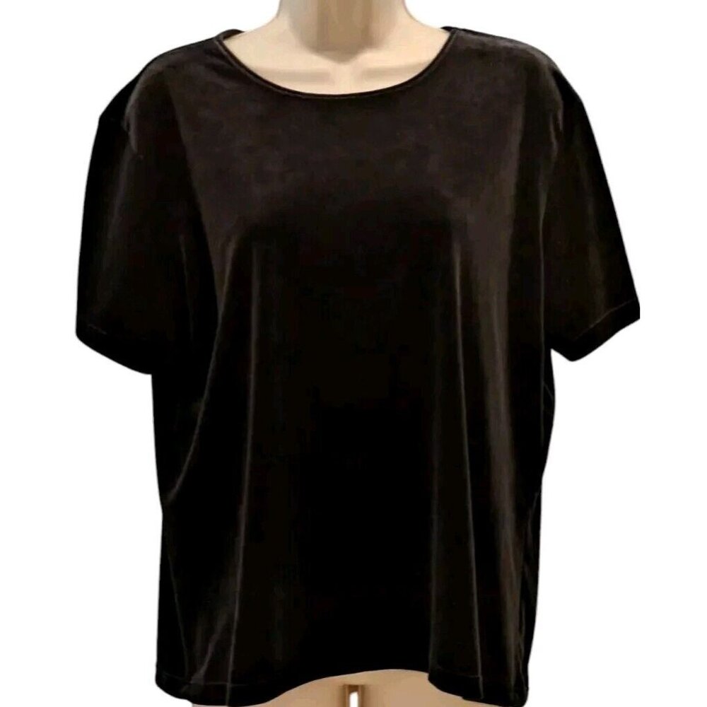 Talbots‎ Velvet Shirt Womens Black Top Size Large Classic Holiday Quite Luxury